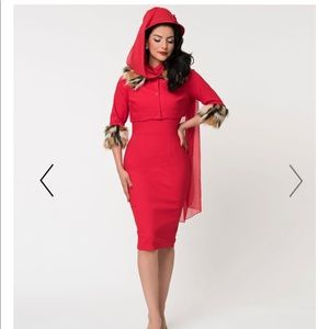 Barbie x UV Red Dress and Jacket with Leopard Trim